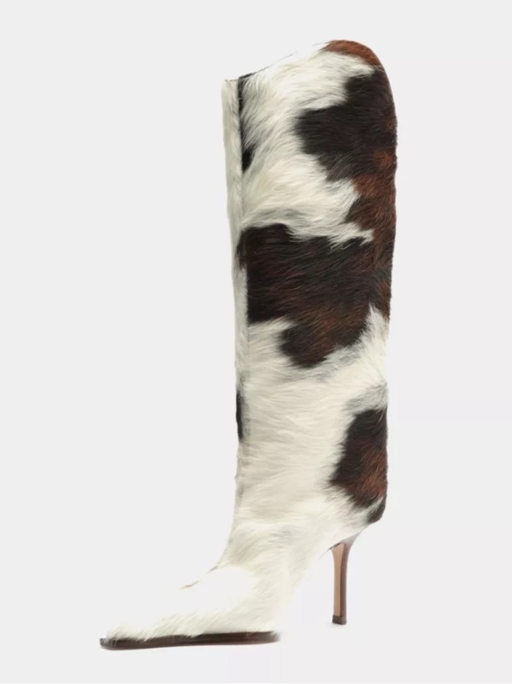 SCHUTZ Maryana Knee-High Boots Cowhide print fur high heels Revolve 9 - Picture 2 of 13